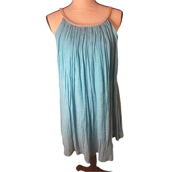 nouveaumonde womens Aqua Dress (M) with Silver Rock with sparkle threads - Picture 5 of 8